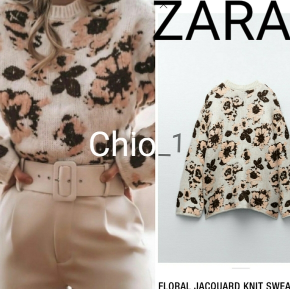 ZARA FLORAL JACQUARD KNIT SWEATER Bloggers favorite - Picture 1 of 15